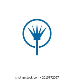 clean service logo with using broom icon vector template