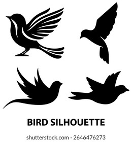 A clean set of 4 bird silhouettes — perfect for logos, stickers, wall art, printables, or creative design use. High-quality and ready for any project.