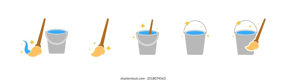 Clean up set icons. Flat style. Vector icons.