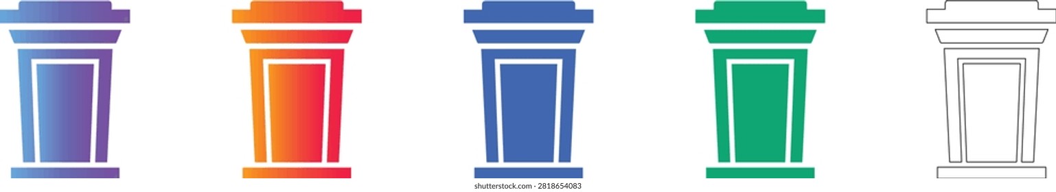 A clean set of podium or speaker stand icons, representing professional speaking engagements, keynote addresses, and corporate events, featuring gradient and linear aesthetic options.