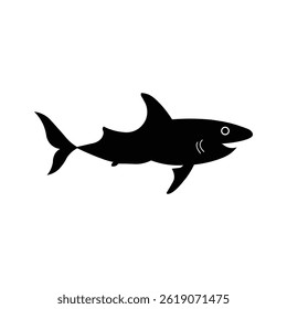 Clean shark silhouette vector graphic. Great for educational materials and wildlife websites.