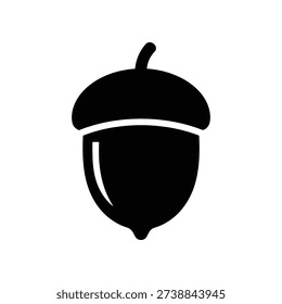 Clean, sharp black acorn symbol in flat style with smooth edges, perfect for logos, apps, and modern branding projects.