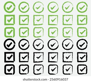 Clean and sharp check mark icons for modern design needs. Perfect for task tracking and validation.