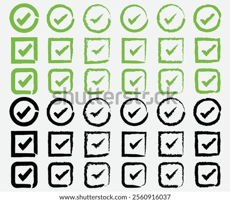 Clean and sharp check mark icons for modern design needs. Perfect for task tracking and validation.