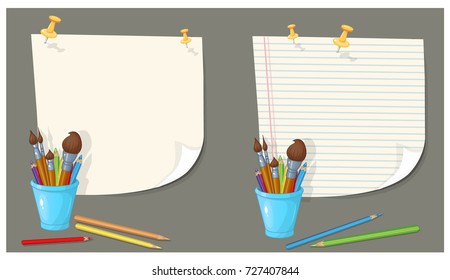 clean sheet, colored pencils