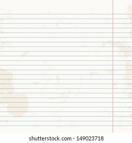 Clean sheet of exercise book striped. Vector illustration.