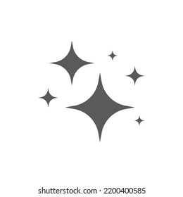 Clean, shine and sparkle black vector icon set. Star shining filled and line icons.