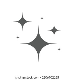 Clean, shine and sparkle black vector icon set. Star shining filled and line icons.