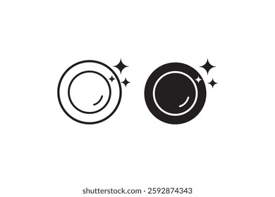 Clean shiny plate icon in black and white Vector