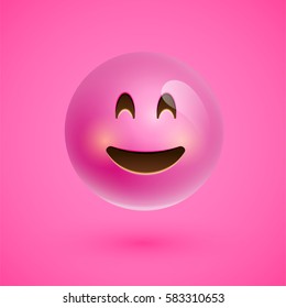 Clean and shiny smiley emoticon, vector illustration