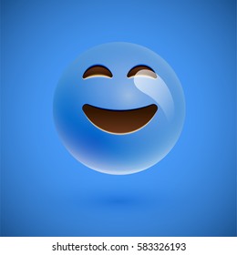 Clean and shiny smiley emoticon, vector illustration