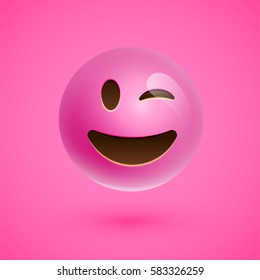 Clean and shiny smiley emoticon, vector illustration