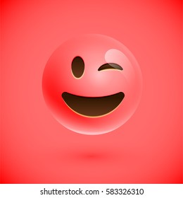 Clean and shiny smiley emoticon, vector illustration