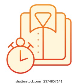 Clean shirt flat icon. Folded shirt and clock red icons in trendy flat style. Clean apparel gradient style design, designed for web and app. Eps 10