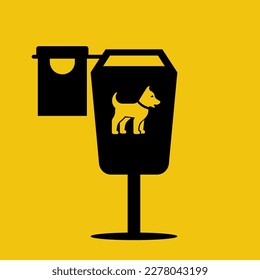 Limpia la mierda. lata de basura para caca de mascotas. Limpie después de su mascota. Normas sociales. Recoge y elimina. Diseño plano de ilustración vectorial. 