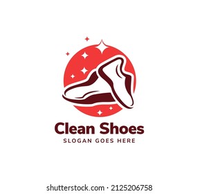 clean shoes and care logo design template using multicolored red. 