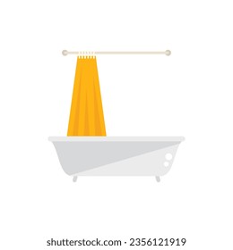 Clean shower curtain icon flat vector. Bathroom design. Water towel isolated
