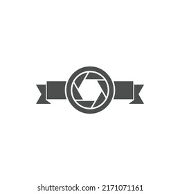 clean shutter and ribbon vector logo