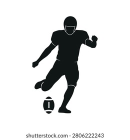 Clean silhouette of an athlete performing a kick during a sports match. Ideal for athletic branding and event promotion.