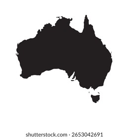 Silueta limpia del mapa de Australia en negro sobre fondo blanco perfecto para impresiones de logotipos, educación y proyectos de viajes