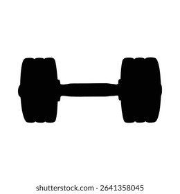 Clean silhouette of a dumbbell, perfect for fitness and exercise illustrations.