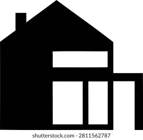 A Clean Silhouette Of A House With Modern Geometric Cuts and Flat Roof. Ideal For Modern Architects, Contemporary Builders, And Custom Property Brands