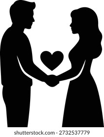 Un icono de silueta limpia que representa a una pareja enamorada, perfecto para temas de San Valentín, simbolizando el romance y las relaciones.