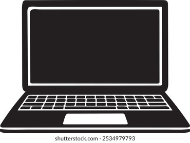 Limpar vetor de laptop de silhueta com linhas negrito