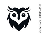 Clean Silhouette of owl face logo icon symbol mascot vector illustration