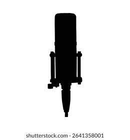 Clean silhouette of a studio microphone, ideal for audio, podcasting, and music production.
