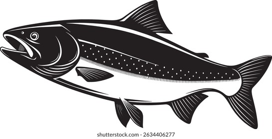 clean silhouette vector of a sockeye salmon
