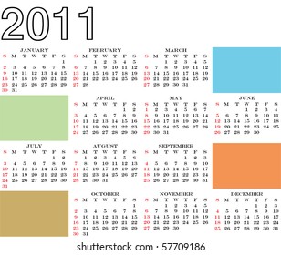 A clean and simple 2011 Calendar