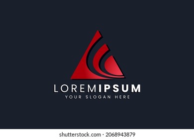 Clean and Simple Abstract Triangle Pyramid Logo for business company visual identity