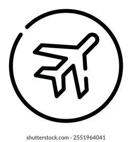 A clean and simple airplane mode icon, perfect for indicating flight mode or airplane settings in mobile and tech interfaces.