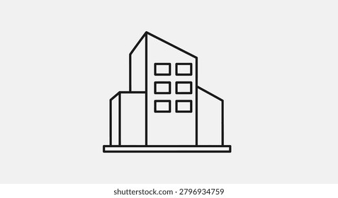 Clean and simple architectural line drawing suitable for modern business logos, real estate branding, and corporate identity design projects.