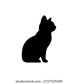 Una silueta de gato negro limpio y simple en el perfil sentado, mirando hacia la derecha con las orejas erguidas y la cola rizada. Perfecto para diseños temáticos de mascotas, logotipos, Mercancía y proyectos educativos. El estilo de alto contraste garantiza la claridad y la facilidad de uso en las plataformas impresas y digitales.