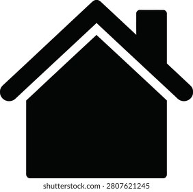 A clean and simple black house silhouette icon isolated on a white background, perfect for real estate or web design