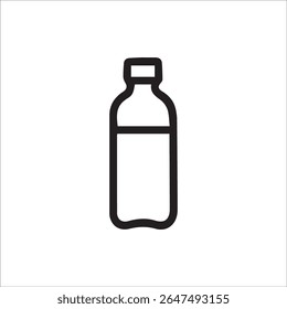 A clean and simple black outline icon of a bottle, ideal for illustrating concepts related to water, drinks, hydration, and reusable containers.