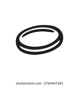 A clean and simple black outline vector illustration featuring a smooth oval shape perfect for icons logos or graphic design elements