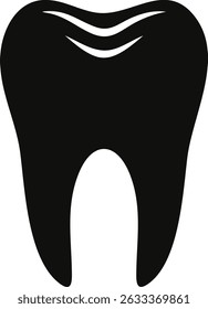 Vector negro limpio y simple de la silueta del diente, diseño plano moderno para la marca dental, conciencia de la salud oral, y visuales de la atención médica