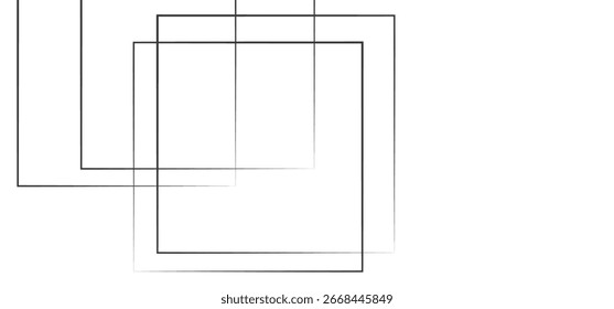 Uma arte vetorial abstrata, simples e limpa, em preto e branco, de quadros retangulares sobrepostos