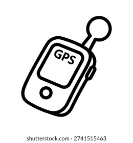 Clean and simple black and white GPS device icon with keyring loop, ideal for navigation, travel, and technology-related designs and presentations.