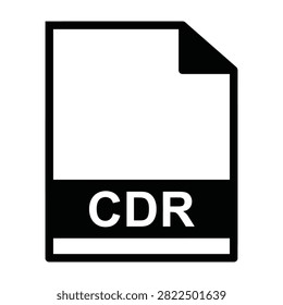 A clean and simple black and white icon representing the CDR file format extension. This symbol is commonly used in software interfaces for CorelDRAW documents.