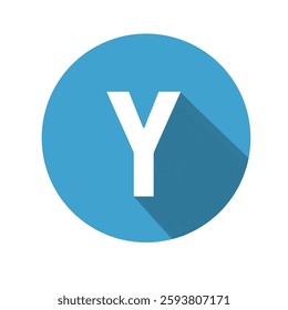 A clean and simple blue circular icon displaying the white letter Y with a long shadow effect.