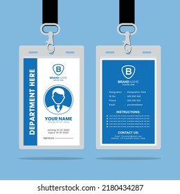 Clean and Simple Blue Employee ID Card Badge Vector Template