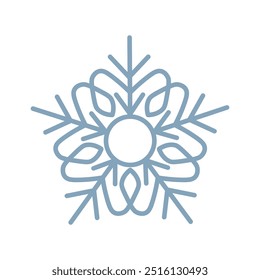Icono de copo de nieve de línea azul limpio y simple sobre un fondo blanco, perfecto para diseños de invierno.