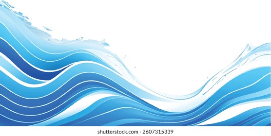 Clean and Simple Blue and White water ocean Flowing Curve Background Template with a Minimalist Design, Ideal for Flyers, Brochures, and Web Banners
