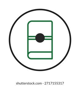 Um ícone de livro limpo e simples dentro de um círculo, visualmente representa a educação e aprendizagem, renderizado em estilo minimalista perfeito para vários projetos de design, simbolizando o conhecimento