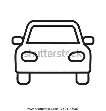 Clean, simple car icon outlined in black and white.