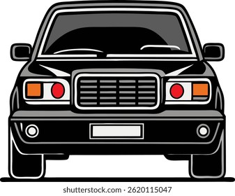 clean simple car vector art illustration white background 